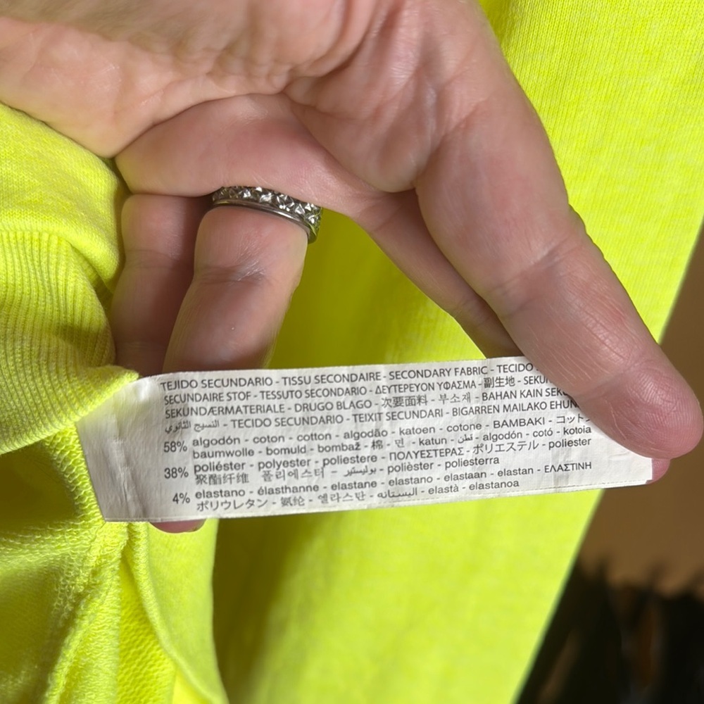 Zara Neon Yellow “No Need To Stress” Oversized Sweatshirt Pullover Size Small - Picture 8 of 9